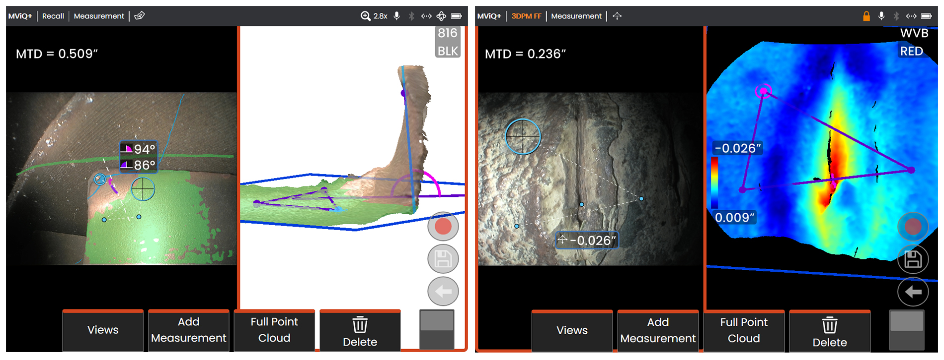 葉片前緣彎曲角度測量及缺陷深度測量 葉片前緣彎曲角度測量及缺陷深度測量